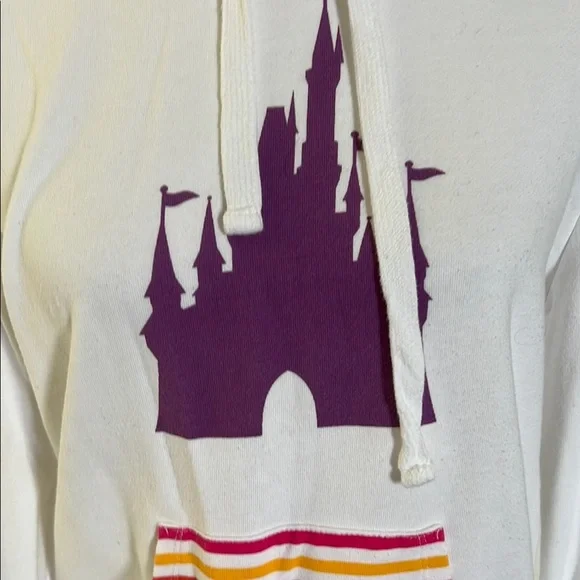 NWOT Disney World White Rainbow Stripes Hoodie Small - Picture 6 of 8